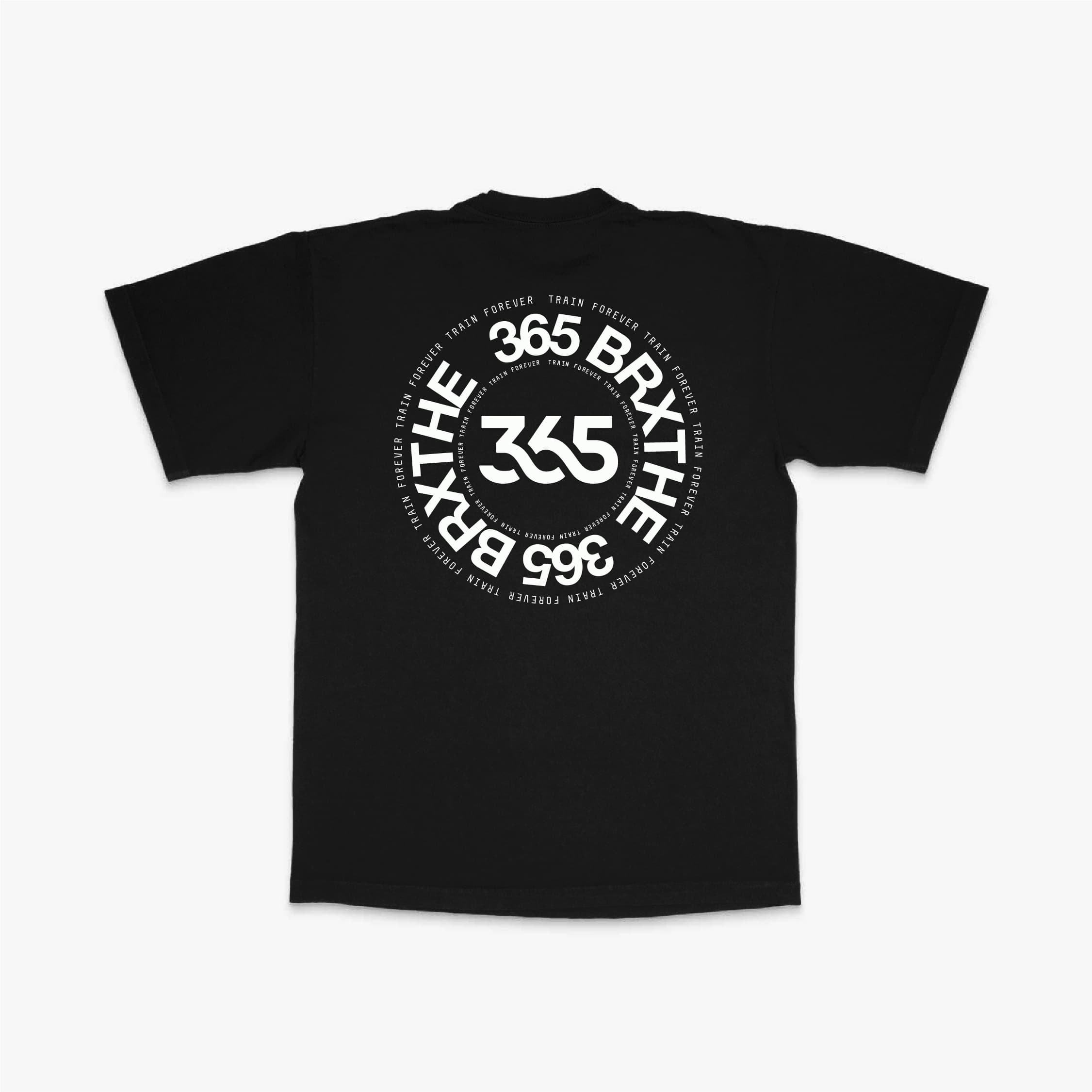 365 Circle tee in black with BRXTHE circular training graphic on back