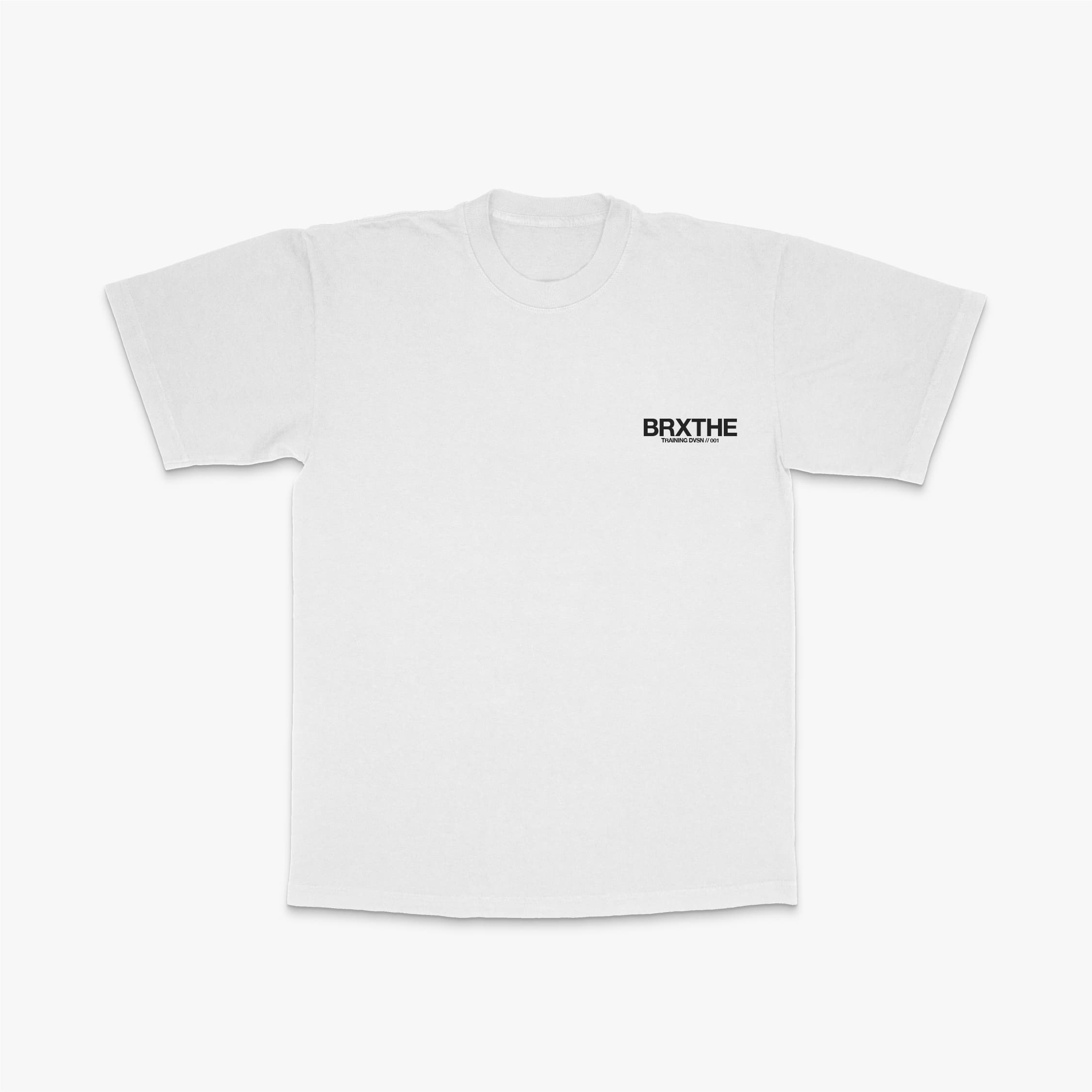 365 Circle tee in white featuring BRXTHE training division chest logo