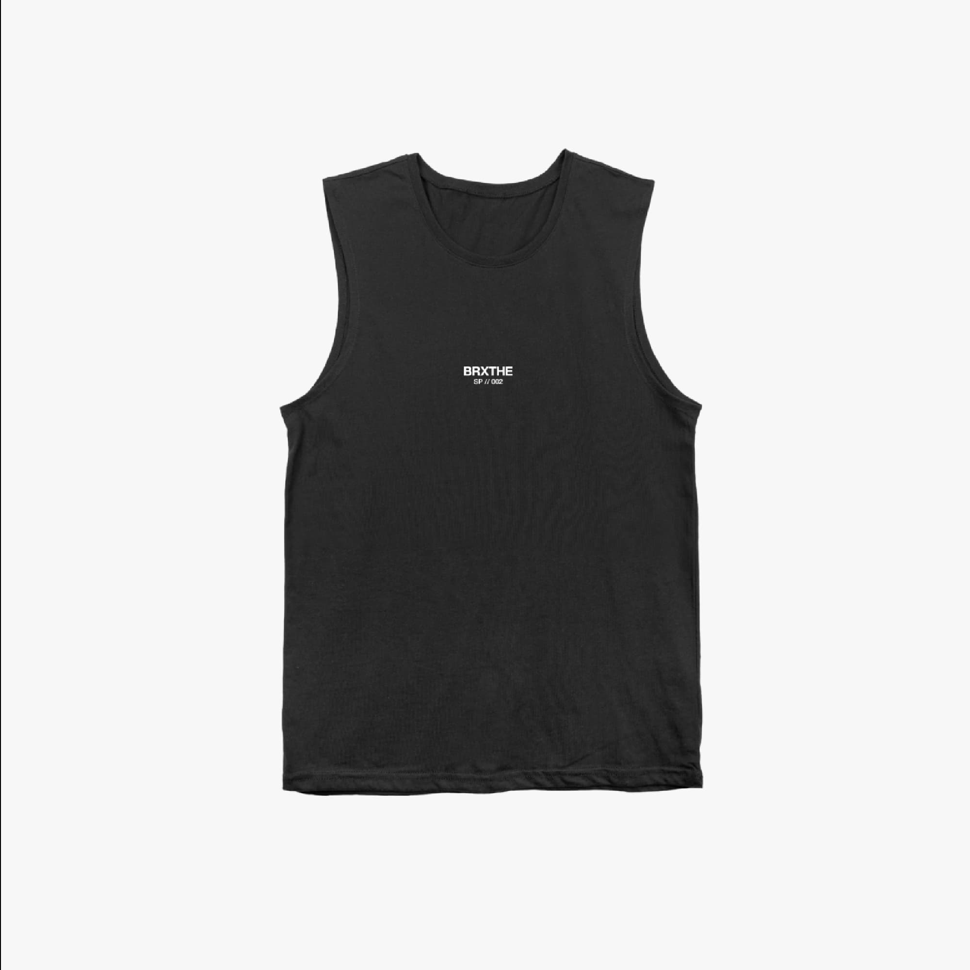 365 Core tank in black featuring minimal BRXTHE 002 front logo