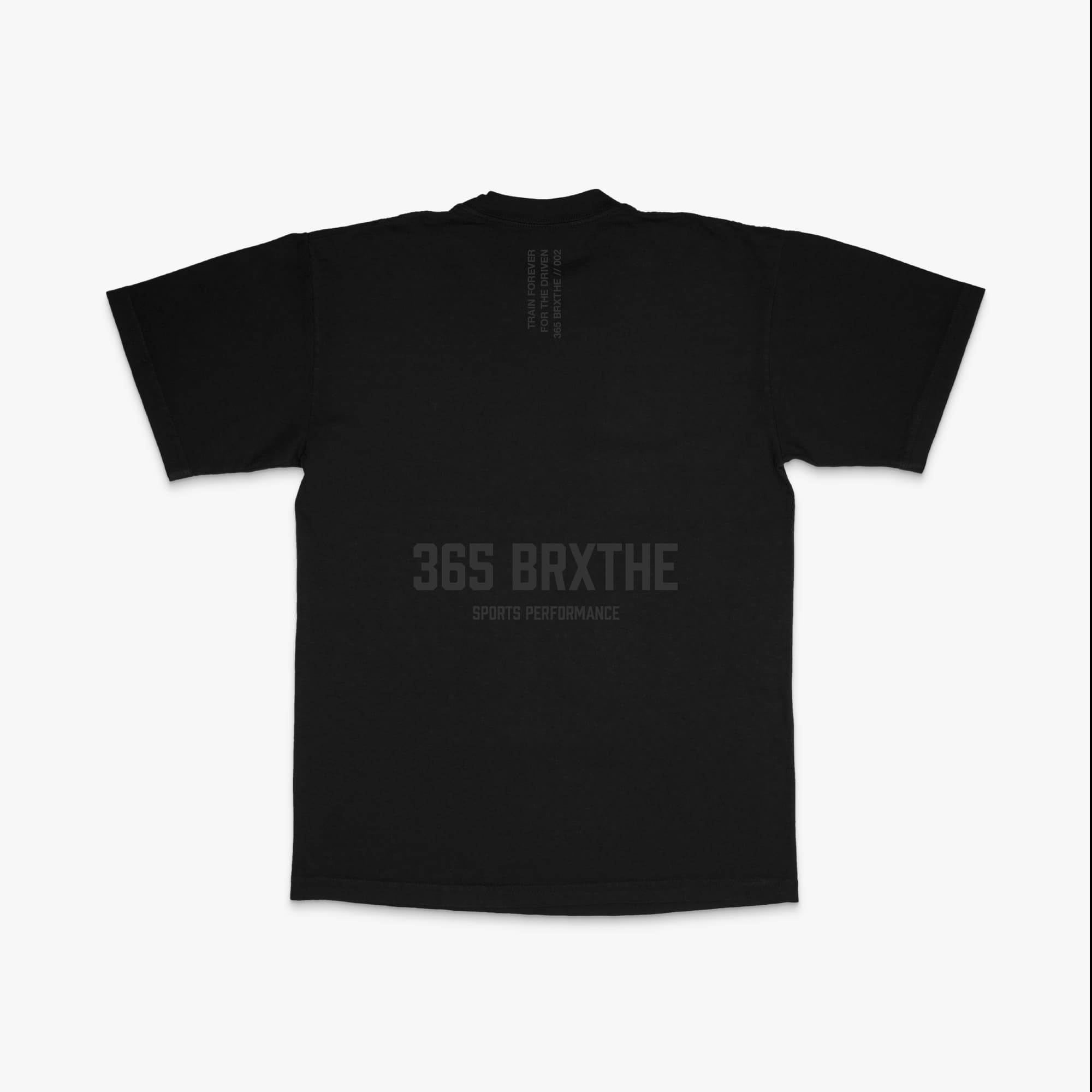 365 Core tee in black with tonal BRXTHE sports performance back print