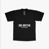 365 Core tee in black with white BRXTHE sports performance back print