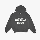 365 Training hoodie in charcoal with BRXTHE training division back print